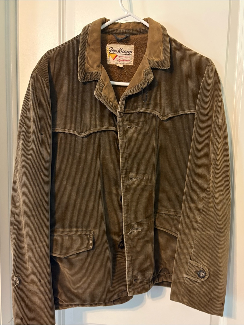 Vintage 60s/70s Fox Knapp Corduroy Sherpa Jacket Western Workwear Size 40